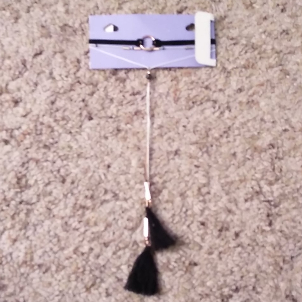 Claire's Tassle O Ring Black Cooker Necklace Jewelry Y2K, NWT
